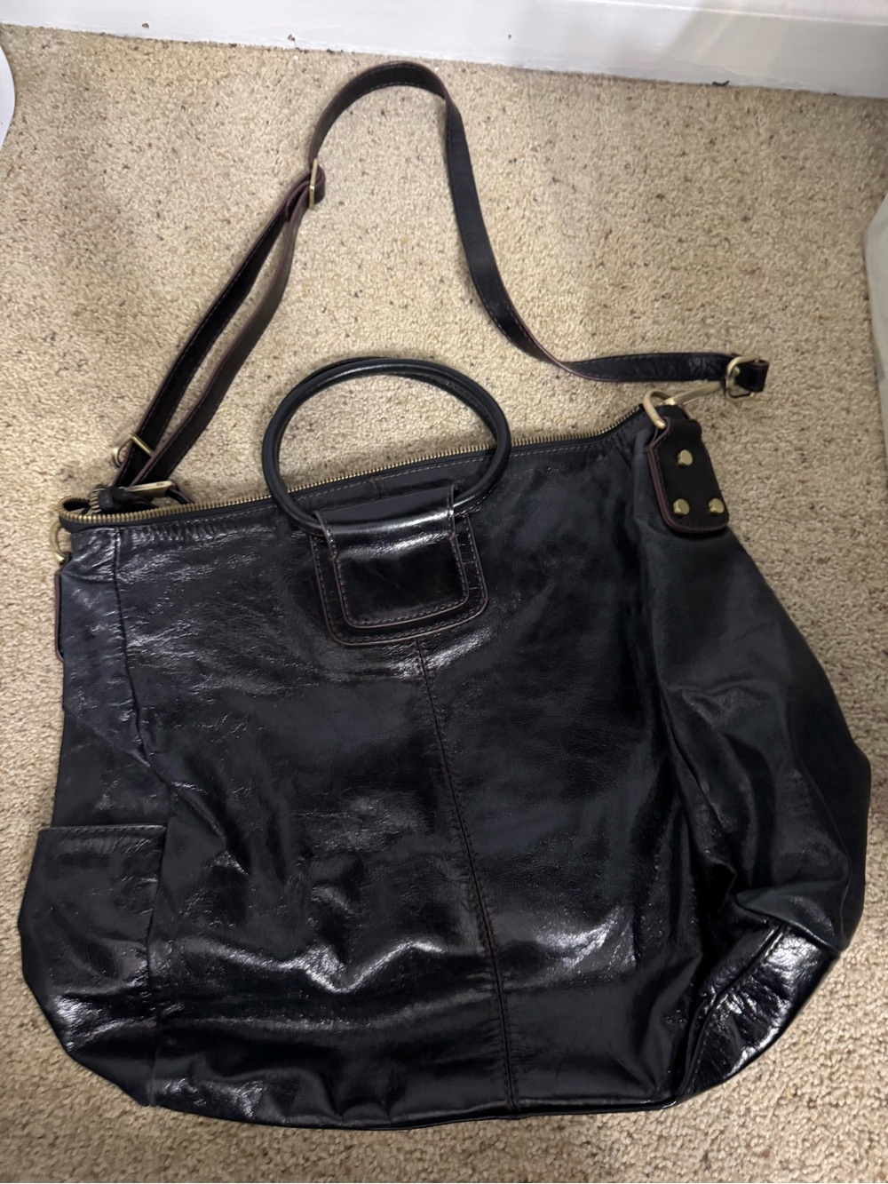 Classic Black Leather Tote Bag - HOBO